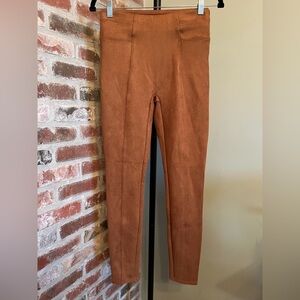 Spanx Faux Suede Leggings in the color Rich Caramel | size Small